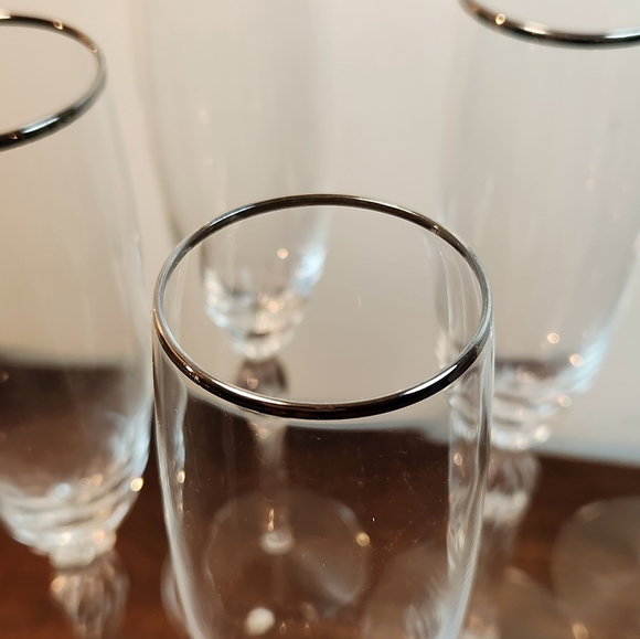 Vintage Lenox "Madison" Crystal Champagne Flutes With Platinum Trim - Set of Six - Picture 5 of 7